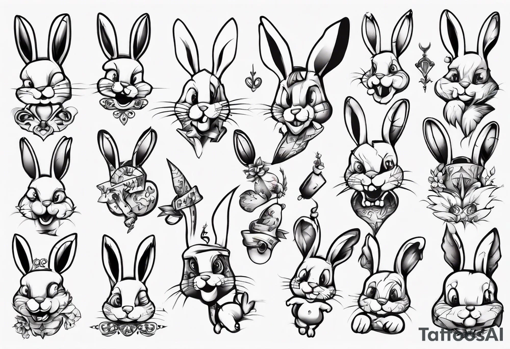 funny bunny tattoo idea