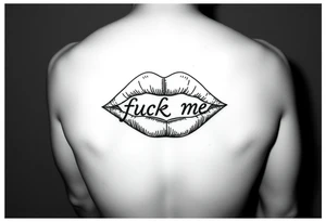 Set of lips with the words fuck me written in them tattoo idea