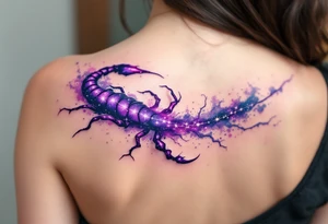 The Scorpius star constellation slashes across the night sky like a glowing violet scorpion tail ready to strike tattoo idea
