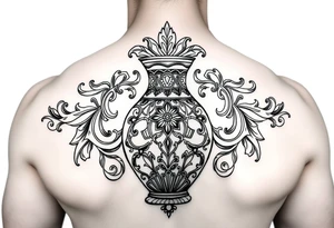Large Decorative ornamental vase tattoo idea