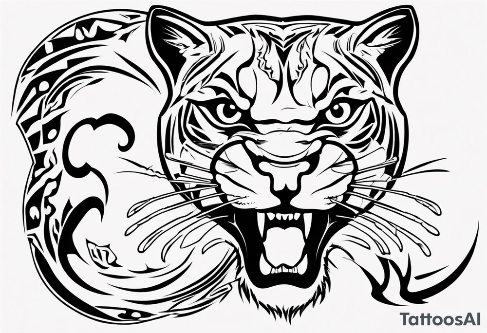A black pumas seen from above. He has his mouth open. I want to see his whole body tattoo idea