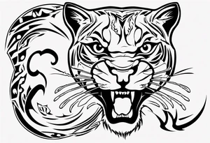 A black pumas seen from above. He has his mouth open. I want to see his whole body tattoo idea