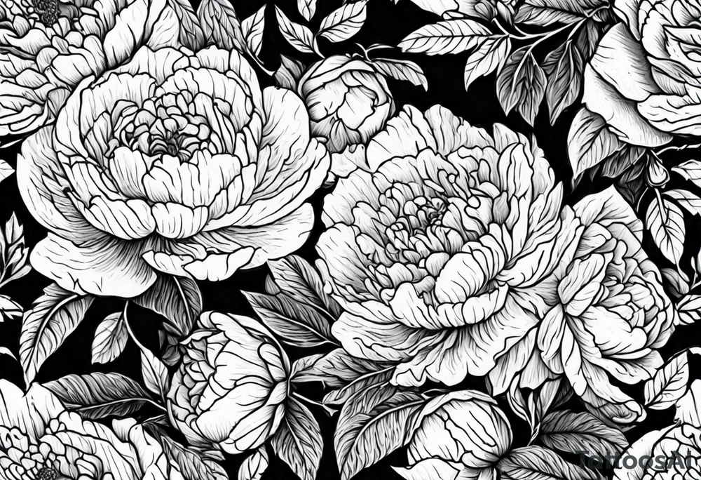 Peonies roses celestial shapes triangle tattoo idea Peonies roses celestial shapes triangle tattoo idea