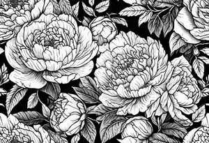 Peonies roses celestial shapes triangle tattoo idea