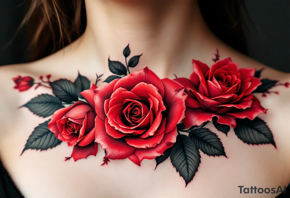 Black and red roses combo, where petals transition from deep black at the edges to red toward the center tattoo idea