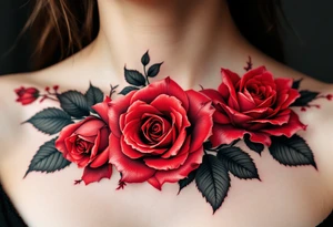 Black and red roses combo, where petals transition from deep black at the edges to red toward the center tattoo idea