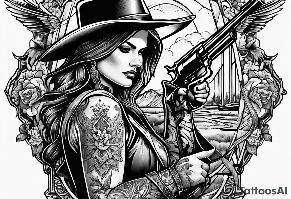 Western gunslinger tattoo idea