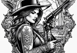 Western gunslinger tattoo idea