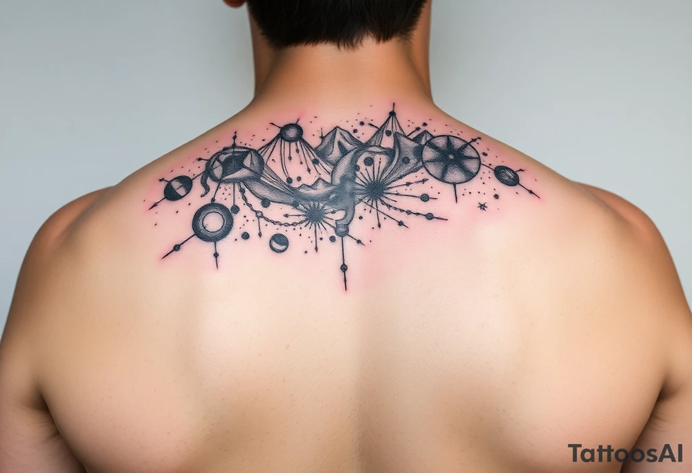 cover up tattoo of the milky way that covers the upper portion of the back tattoo idea