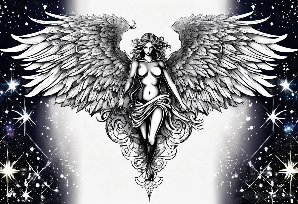 Constellation, Angel wing , animal  snow , cross tattoo idea