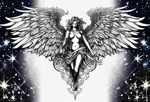 Constellation, Angel wing , animal  snow , cross tattoo idea