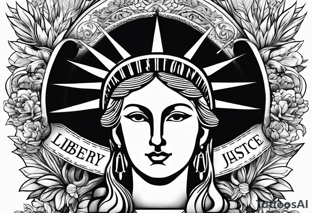 Declaration of Independence, scroll, liberty, justice, female, happy tattoo idea