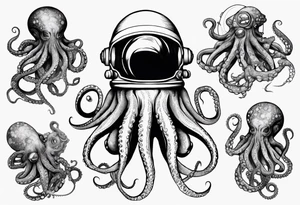 Astronaut wrapped up in an octopus’ tentacles tattoo idea