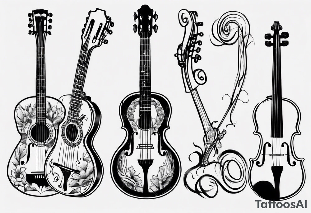 ACOUSTIC GUITAR AND VIOLIN tattoo idea