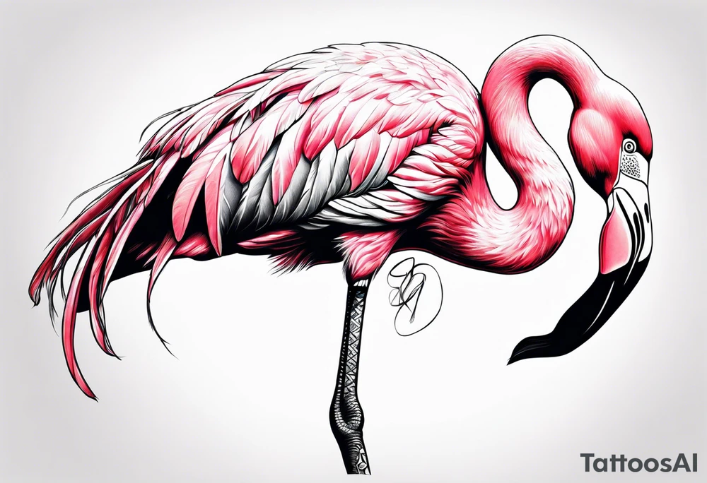 Flamingo with scorpion lower body tattoo idea