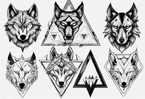 wolf head with a triangle shape tattoo idea