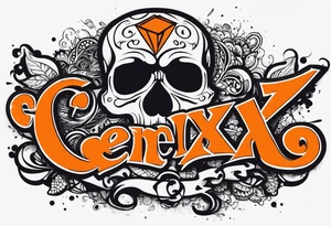 street art graffiti skull with the words "GenX OG" tattoo idea