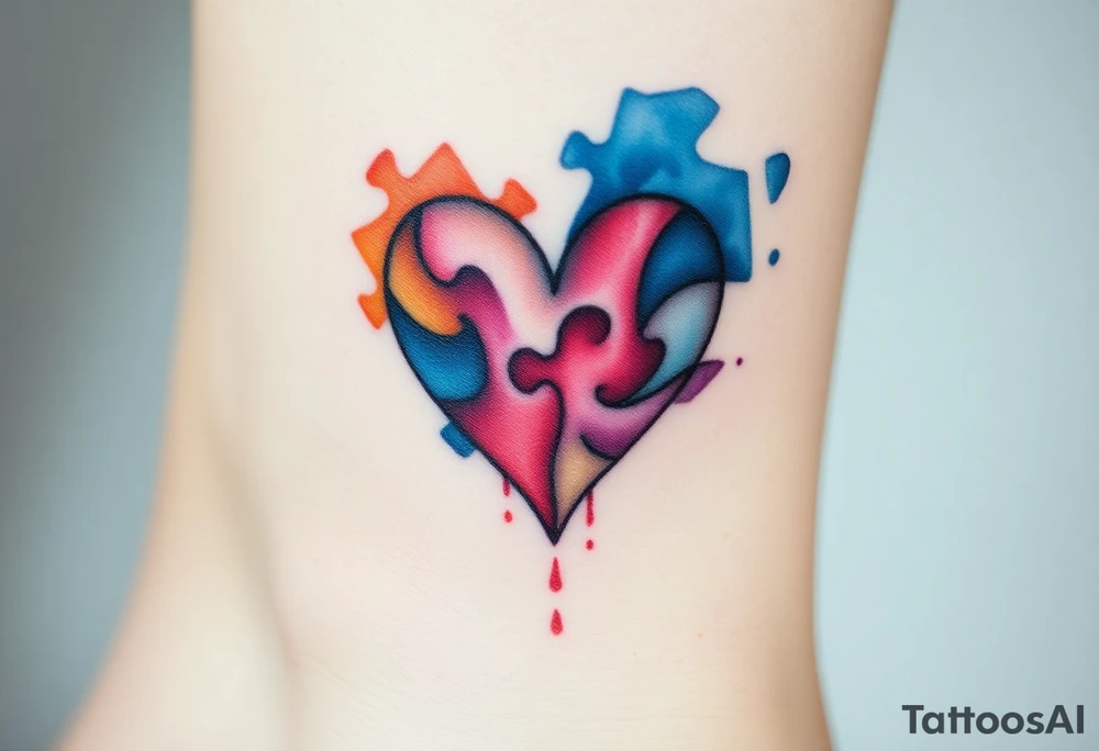 autism heart puzzle shape symbol tattoo idea