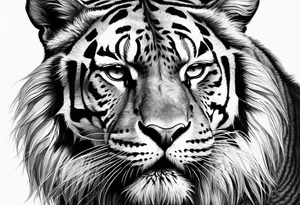 big cat face, growling or roaring, no mane tattoo idea