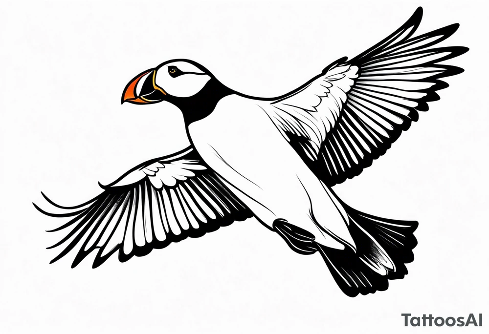 a flying puffin tattoo idea