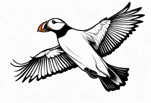 a flying puffin tattoo idea