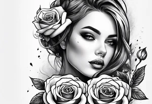 Girl with rose as head tattoo idea