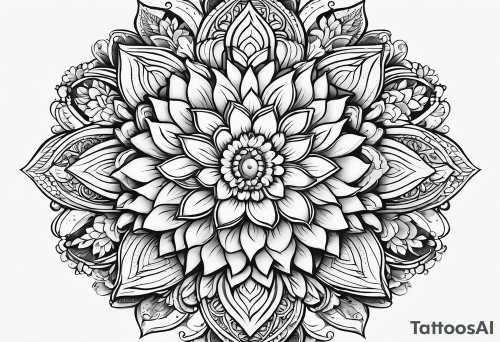 Mandala with flowers tattoo idea