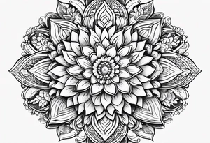Mandala with flowers tattoo idea