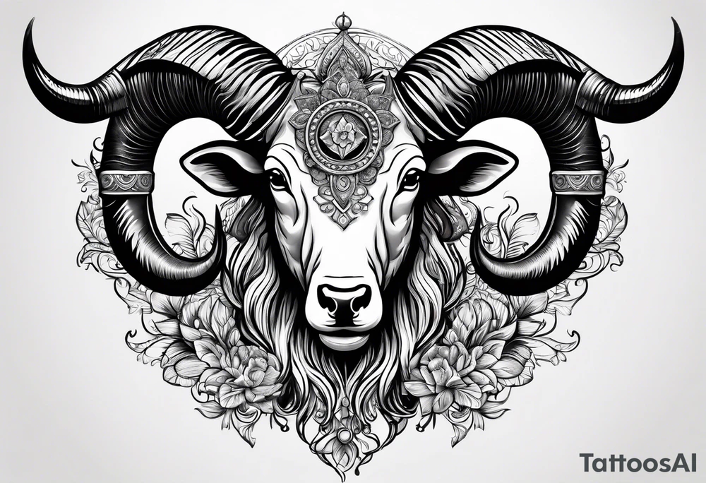 Aries horns with date 04-02-85 tattoo idea