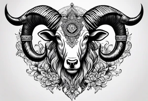 Aries horns with date 04-02-85 tattoo idea