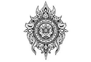 mytical shaman style ornametn with ancient rhyme tattoo idea