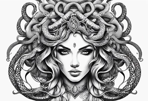 Medusa tattoo with a beautiful face focusing on the eyes. Instead of snake like hair I want octopus like hair. tattoo idea