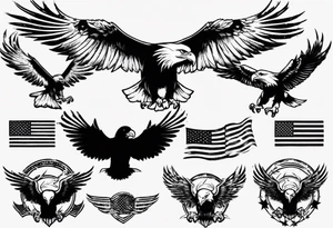 free bird eagle and American flag tattoo idea