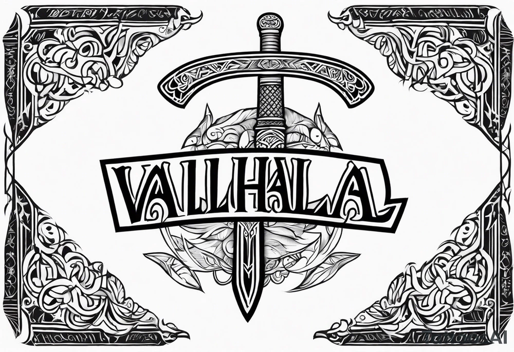 Valhalla sword axe tattoo idea