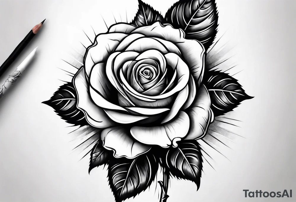a human hand holding on to a single rose stem tattoo idea