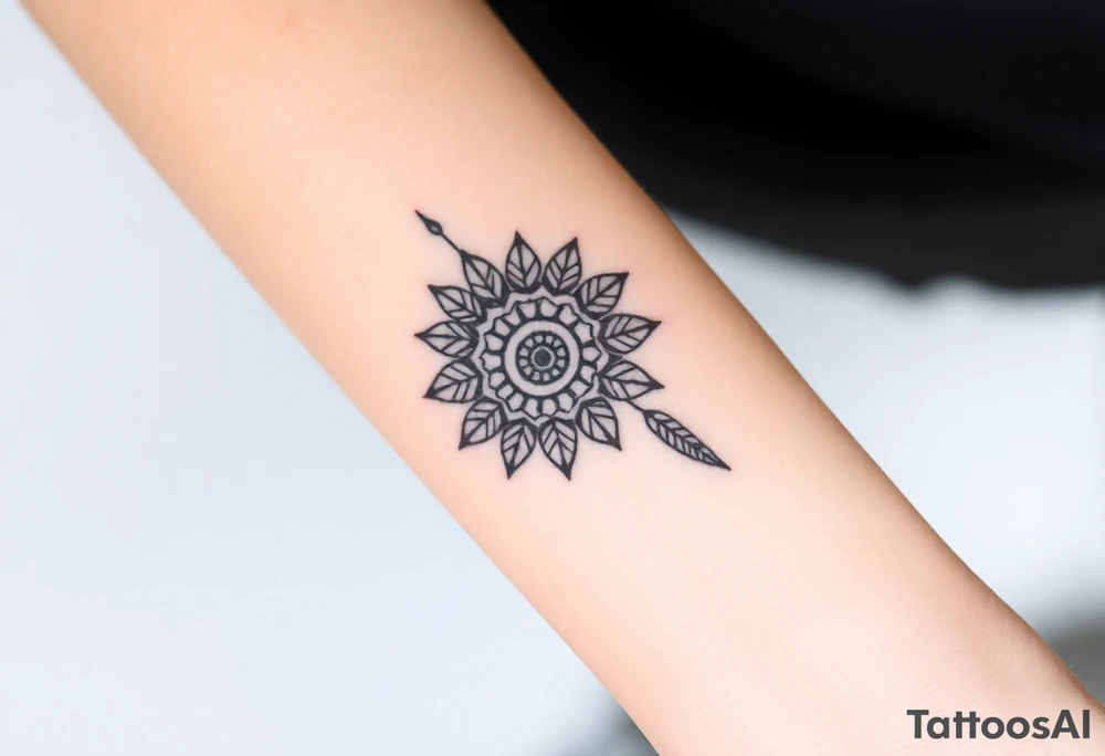 big spiritual feather indian mandala shaman tattoo idea