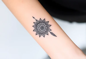 big spiritual feather indian mandala shaman tattoo idea