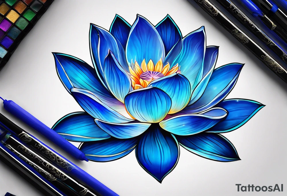 Glowing Blue lotus tattoo idea