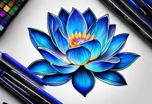 Glowing Blue lotus tattoo idea