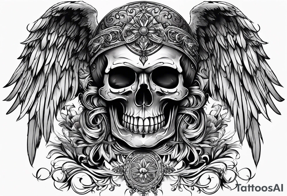 skull angel tattoo idea