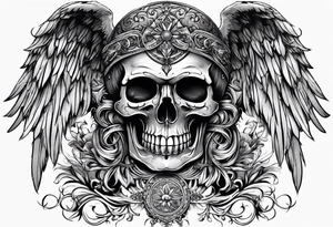 skull angel tattoo idea