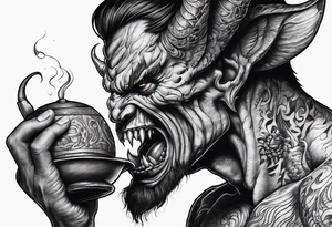Demon feeding on a human soul tattoo idea