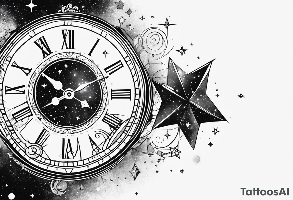 11:11 clock space stars tattoo idea