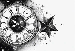 11:11 clock space stars tattoo idea