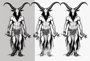 Baphomet standing full body with loincloth. tattoo idea