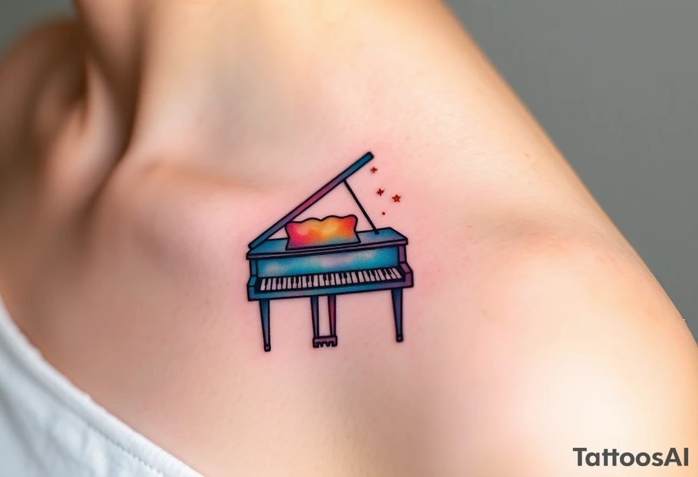 grand piano under the stars tattoo idea