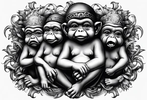 hear no evil, see no evil, speak no evil tattoo idea