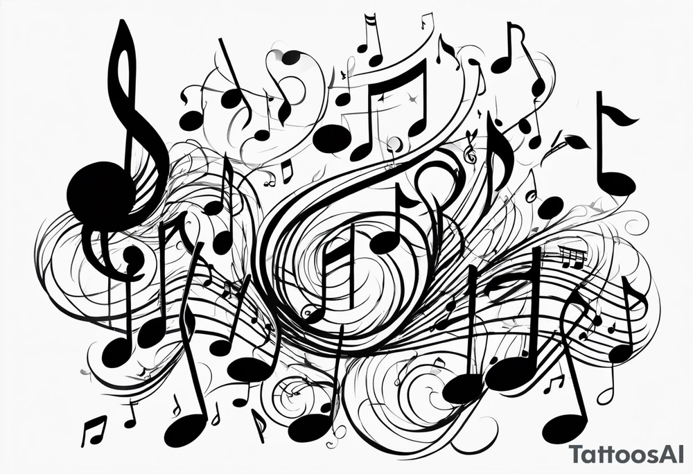 Musical notes connecting toddlers dancing tattoo idea