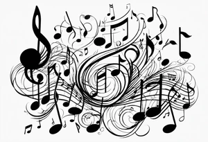 Musical notes connecting toddlers dancing tattoo idea