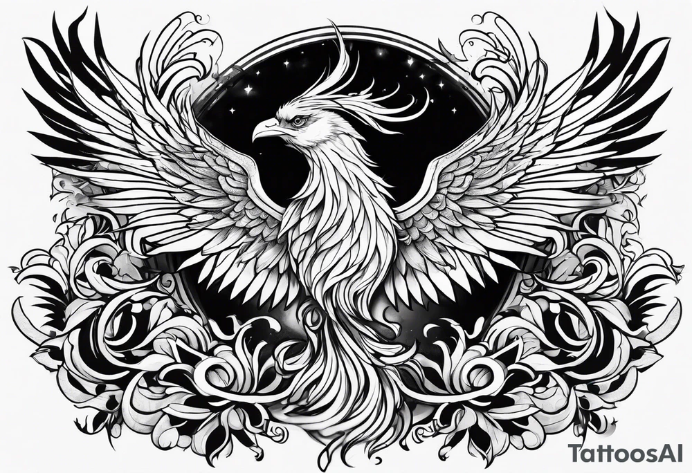 Female phoenix rising tattoo idea